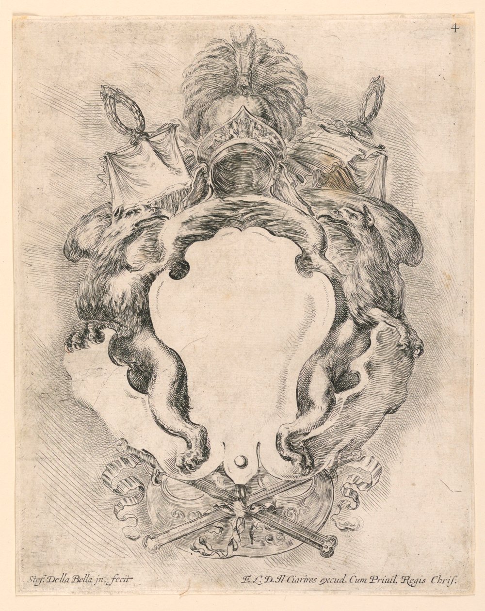 Escudo, nº. 4 de "Coleção de vários caprichos e nove invenções de pastas e enfeites" de Stefano della Bella