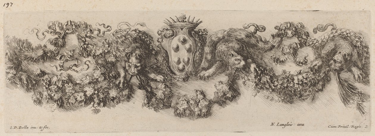 Festoon com brasão de Medici de Stefano della Bella