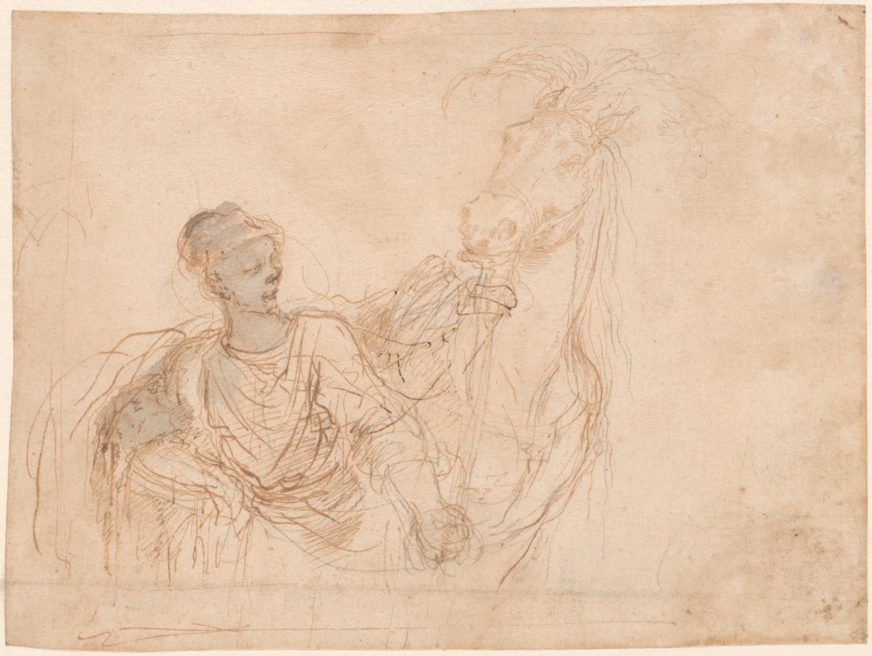 Figura conduzindo um cavalo. de Stefano della Bella