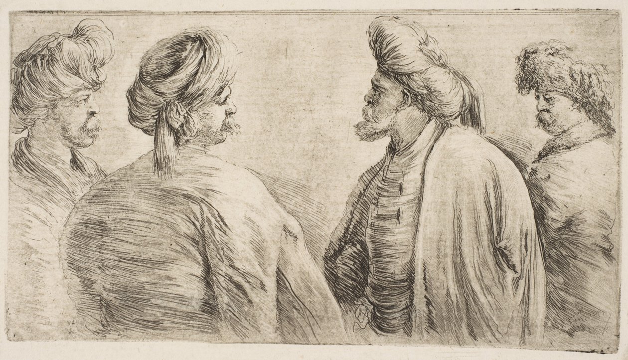 Quatro turcos, meio comprimento, ca. 1662 de Stefano della Bella