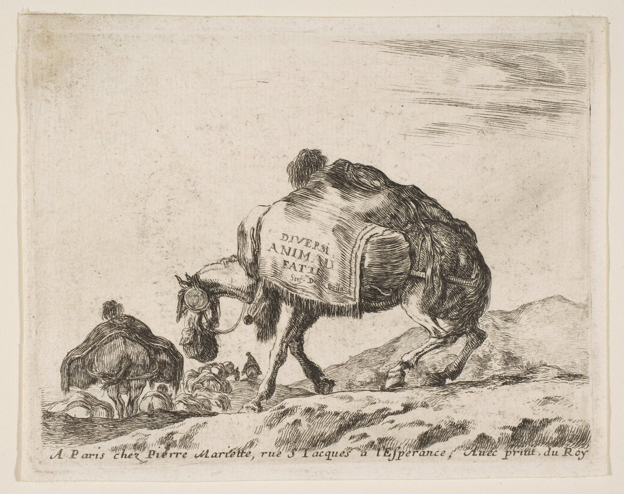 Frontispício para vários animais: Pack Horse, ca. 1641 de Stefano della Bella