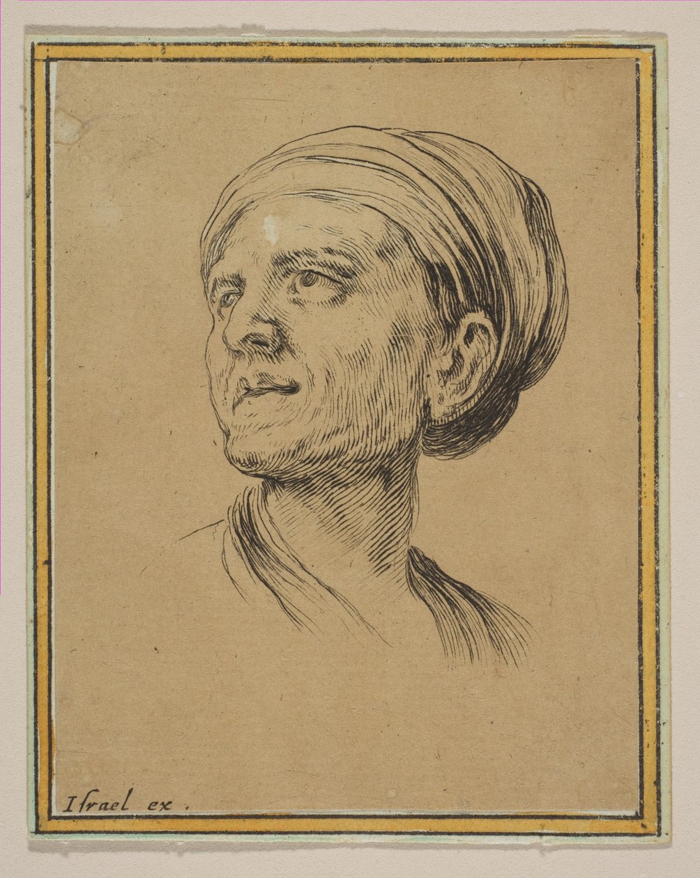 Cabeça de uma mulher em vista de três quartos, de várias cabeças e figuras Diverses tétes et ..., 1650. de Stefano della Bella