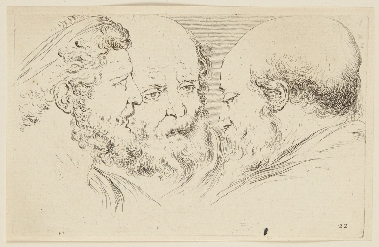 Estudos de cabeças (Colecção de diversas peças para a arte do retrato, 24) de Stefano della Bella