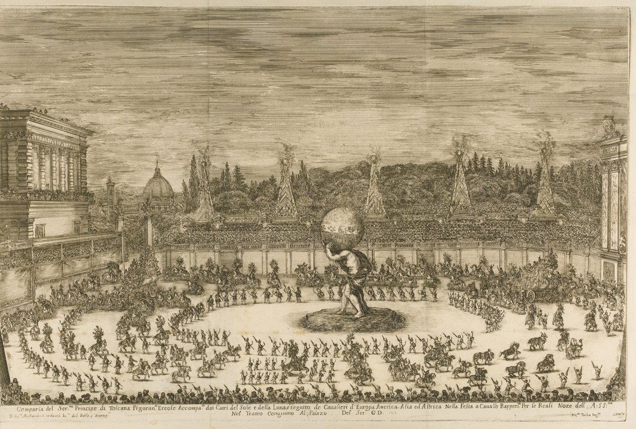 O mundo da celebração, um balé a cavalo por ocasião do casamento de Cosimo de Medici com M de Stefano della Bella