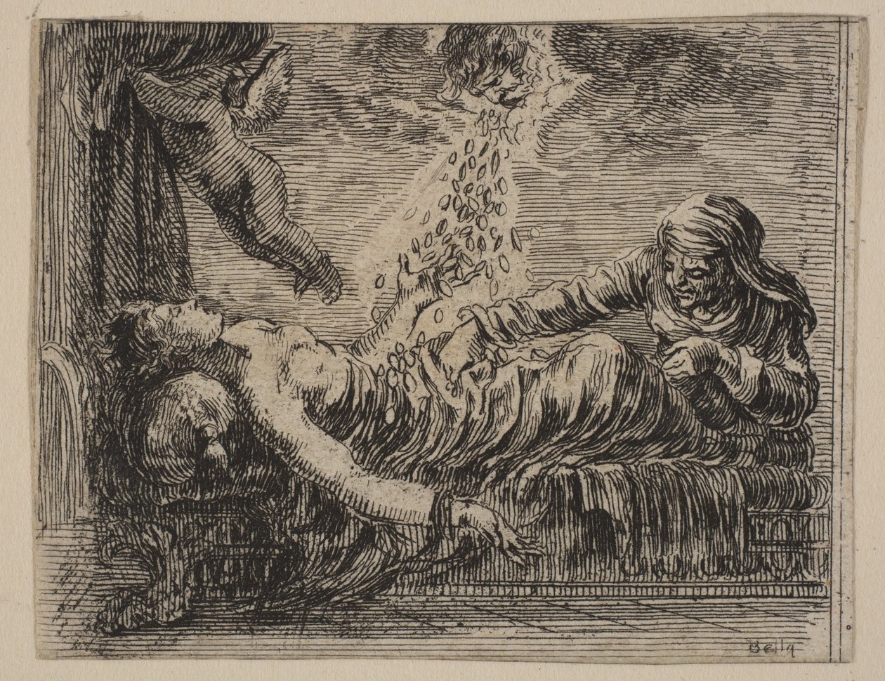 Júpiter e Danäe, de Game of Mythology Jeu de la Mythology, 1644. de Stefano della Bella