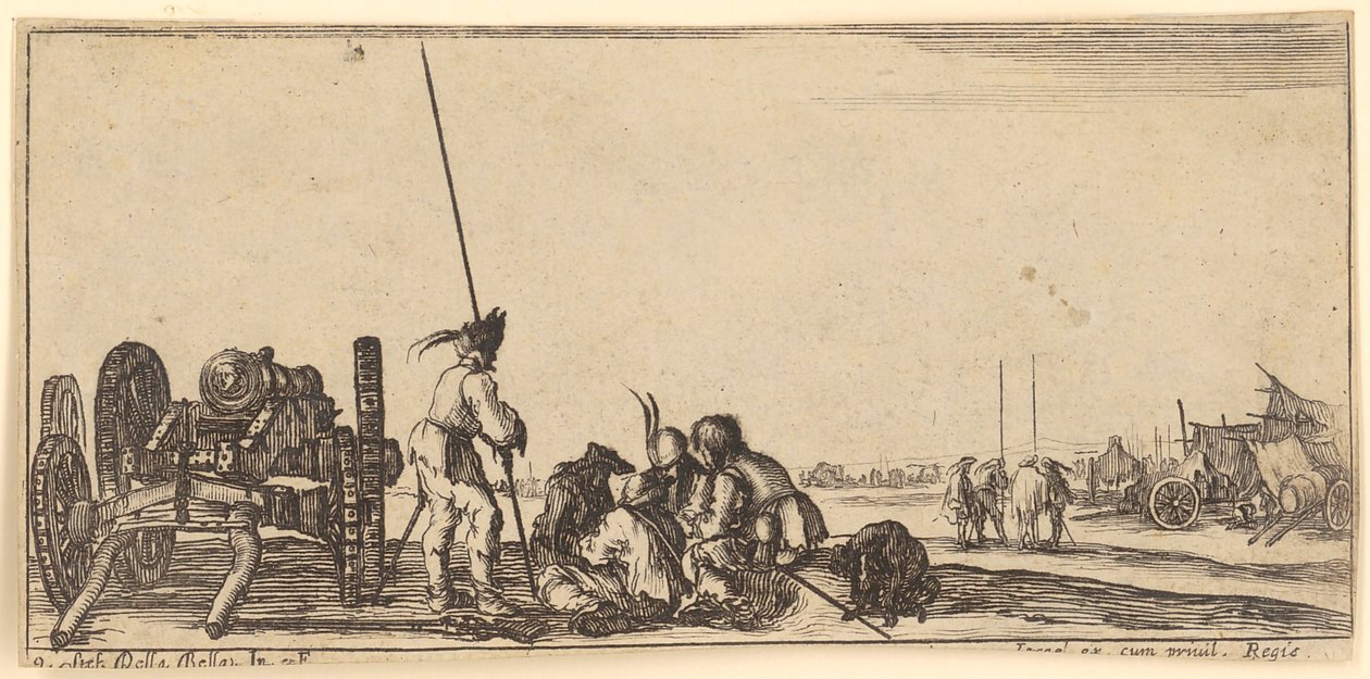 Canhão e soldados de Stefano della Bella