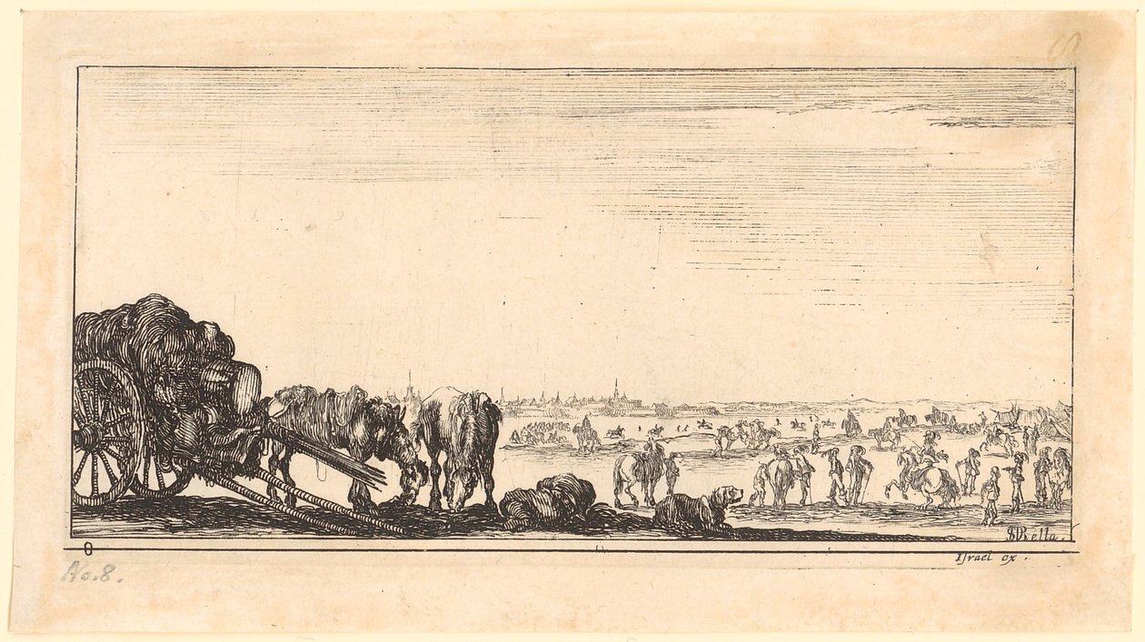 Carro puxado por dois cavalos de Stefano della Bella