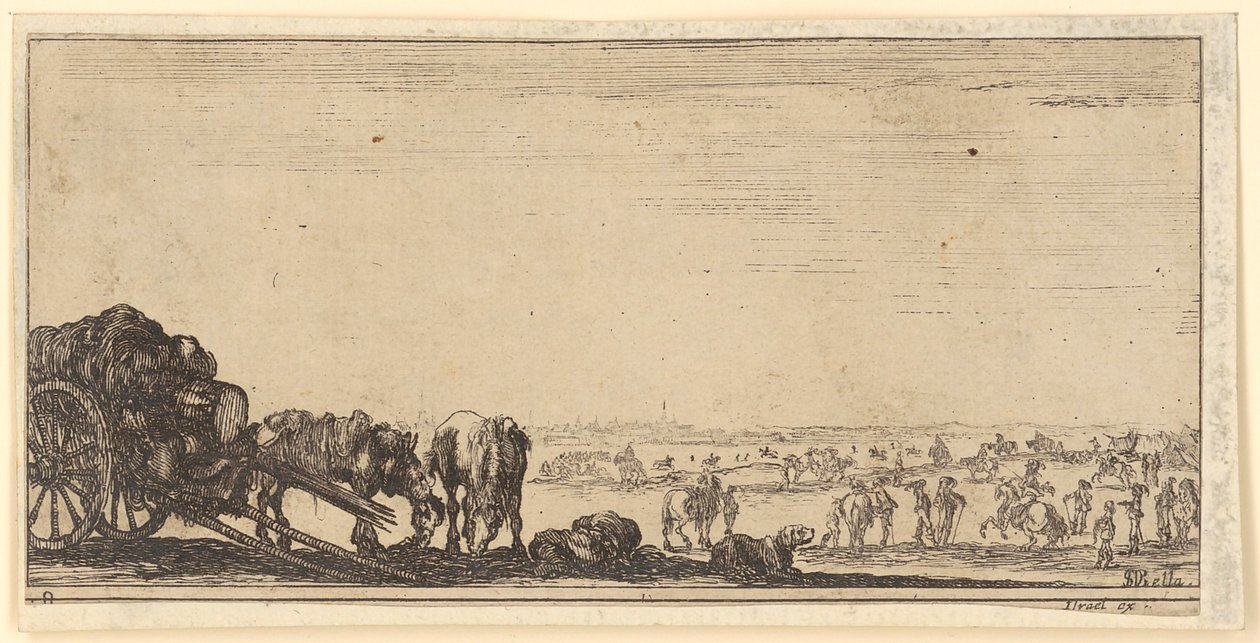 Carro puxado por dois cavalos de Stefano della Bella