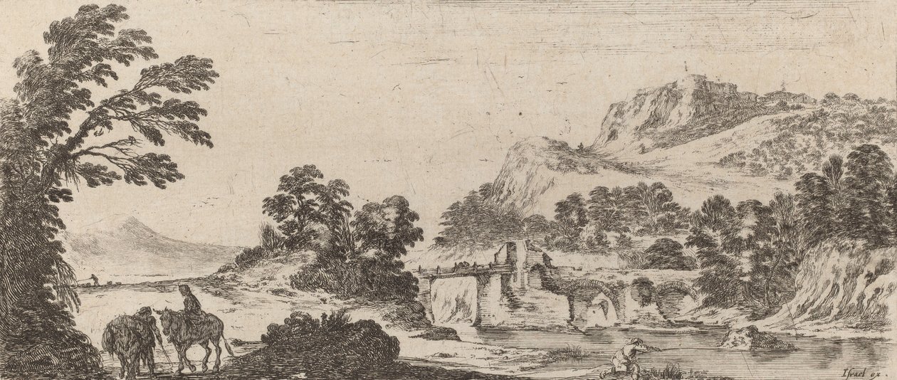 Paisagem com ponte, 1641. de Stefano della Bella