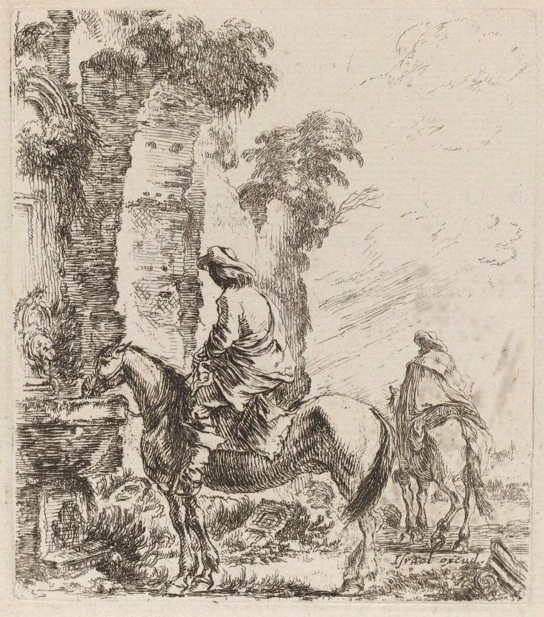 Paisagem com Cavaleiros, 1646. de Stefano della Bella