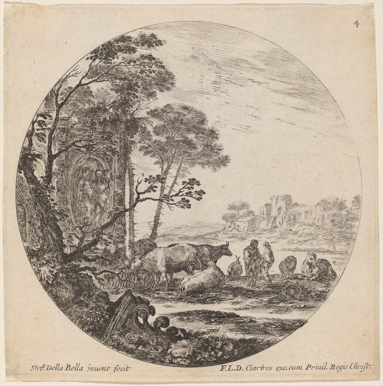 Paisagem com ruínas romanas de Stefano della Bella