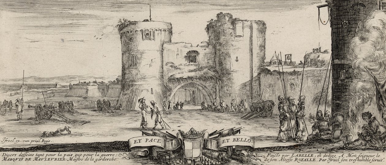 A entrada para uma fortaleza (gravura sobre papel avergoado) de Stefano della Bella