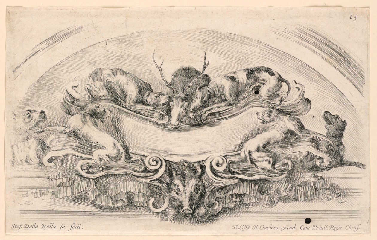 Lunette com Escudos, No. 13 de "Coleção de vários caprichos e nove invenções de pastas e enfeites" de Stefano della Bella