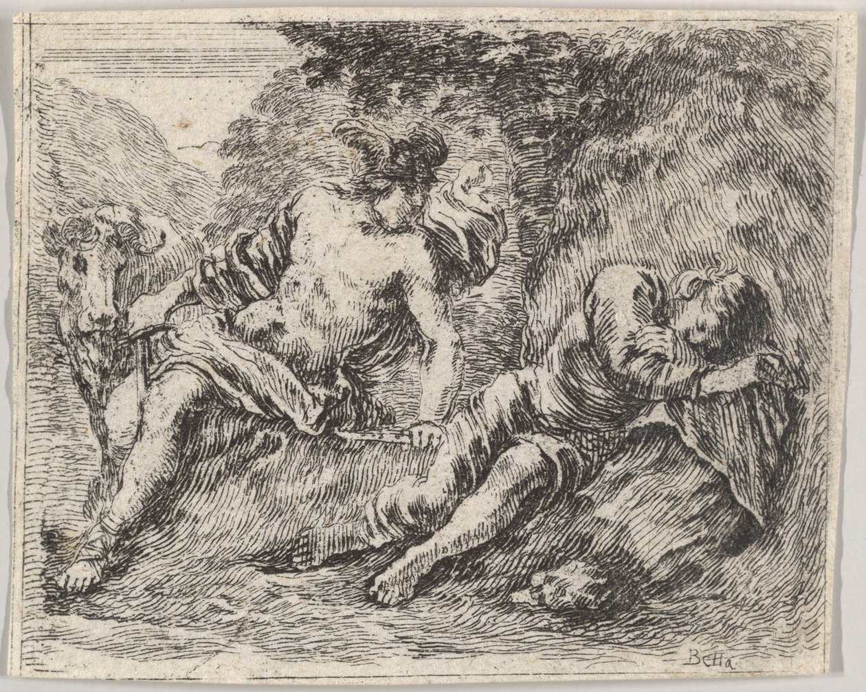 Mercury e Argos, de Game of Mythology Jeu de la Mythologie, 1644. de Stefano della Bella