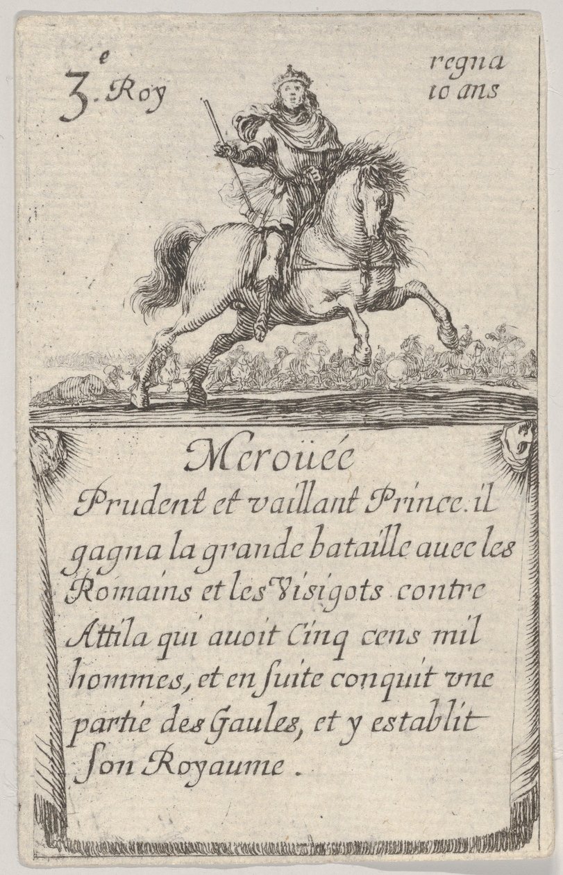 Meroüée Prudent et vaillant ..., de Jogo dos Reis da França Jeu des Rois de Fran ..., 1644. de Stefano della Bella