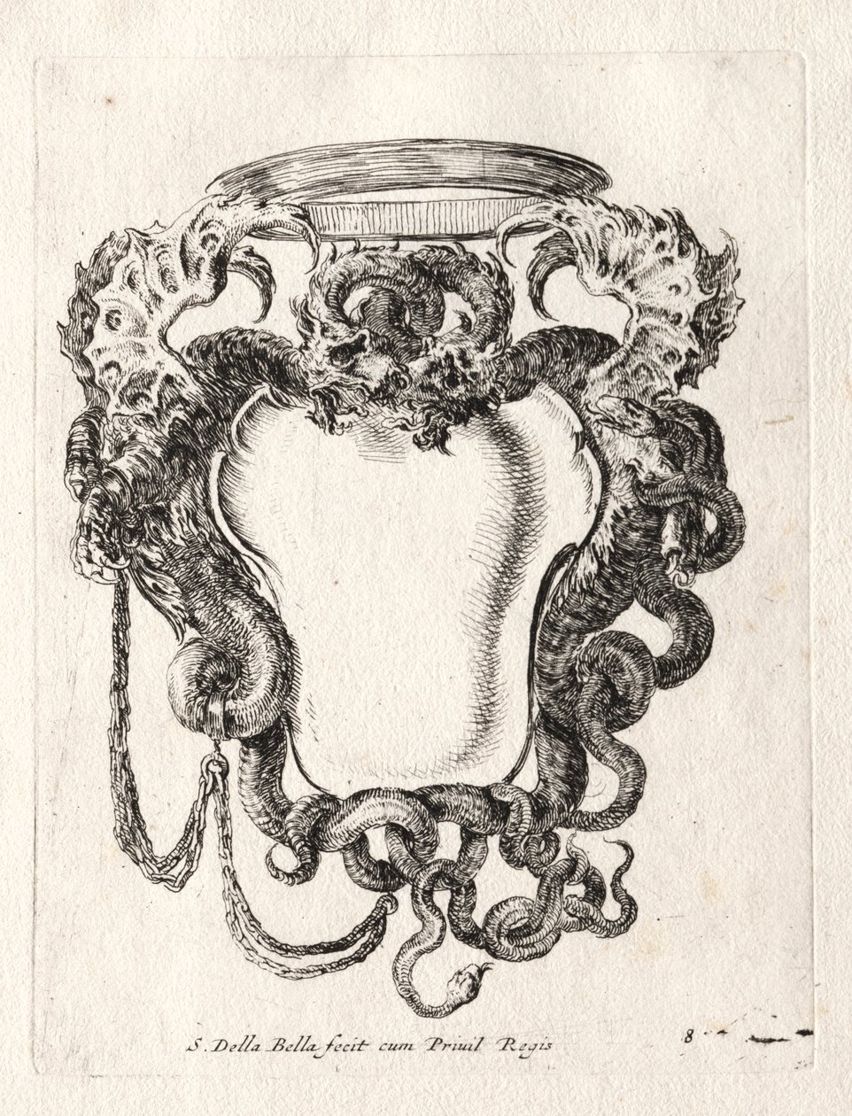 Novo modelo para uma cartela, 1647. de Stefano della Bella