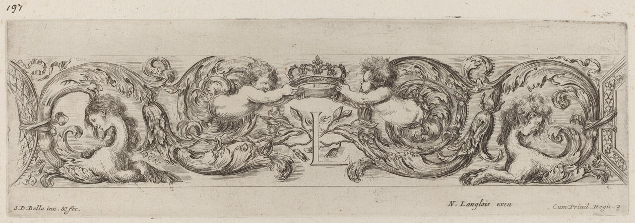 Friso Ornamental com Letra L (Luís XIV) de Stefano della Bella