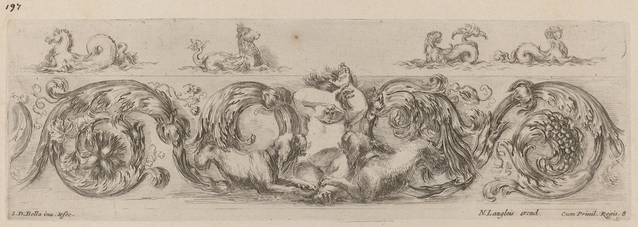 Friso Ornamental com Criaturas Marinhas, provavelmente 1648. de Stefano della Bella