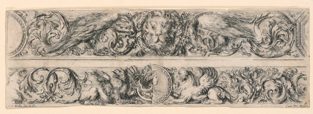 Ornamentos de frisos e folhagens de Stefano della Bella