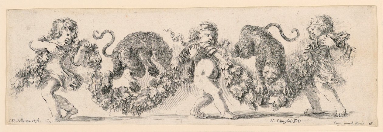 Ornamentos de frisos e folhagens de Stefano della Bella