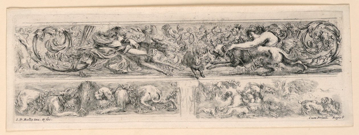Ornamentos de frisos e folhagens de Stefano della Bella