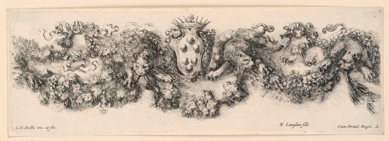 Ornamentos de frisos e folhagens de Stefano della Bella