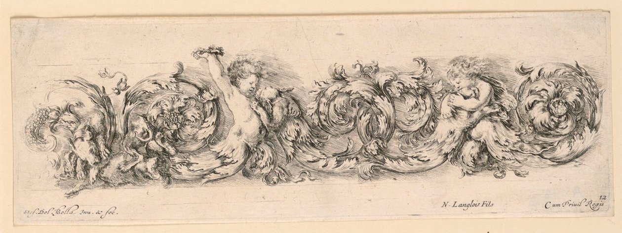 Ornamentos de frisos e folhagens de Stefano della Bella