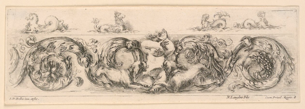 Ornamentos de frisos e folhagens de Stefano della Bella