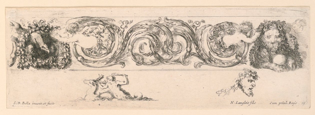 Ornamentos de frisos e folhagens de Stefano della Bella