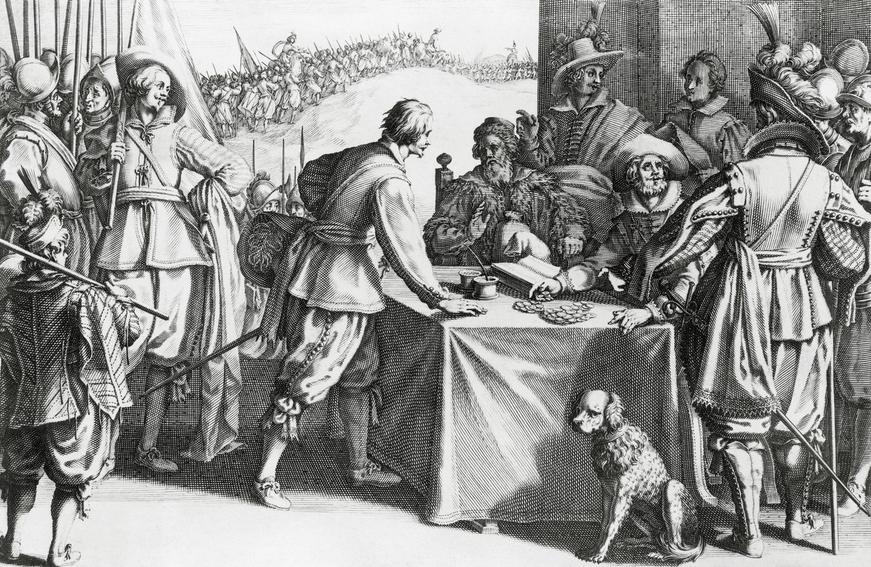 Mercenários pagantes, gravura de Stefano della Bella (1610-1664) de Stefano della Bella