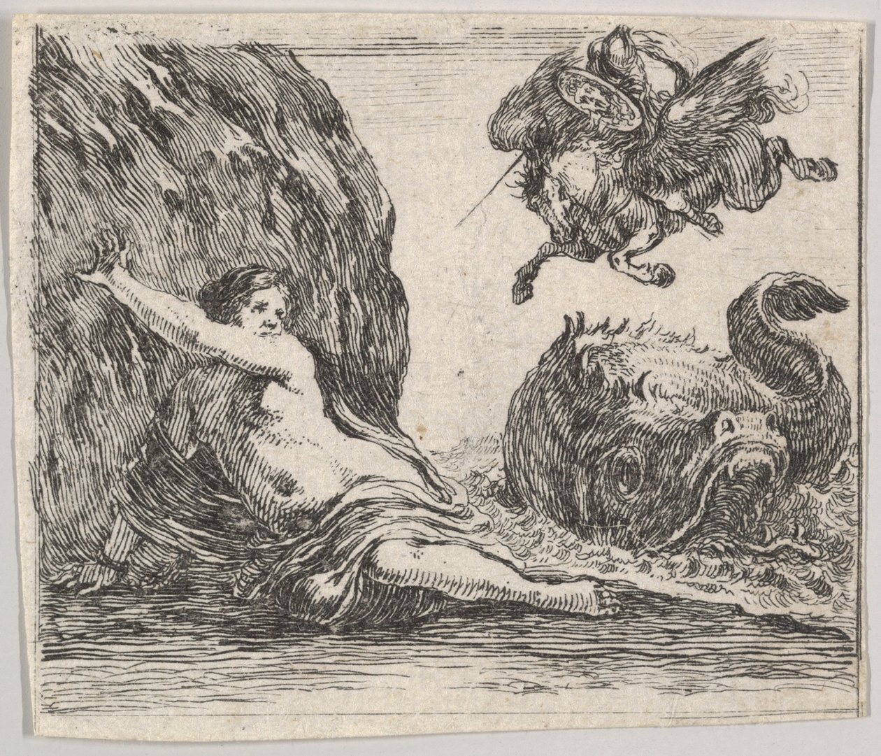 Perseu e Andrômeda, de Game of Mythology Jeu de la Mythologie, 1644. de Stefano della Bella
