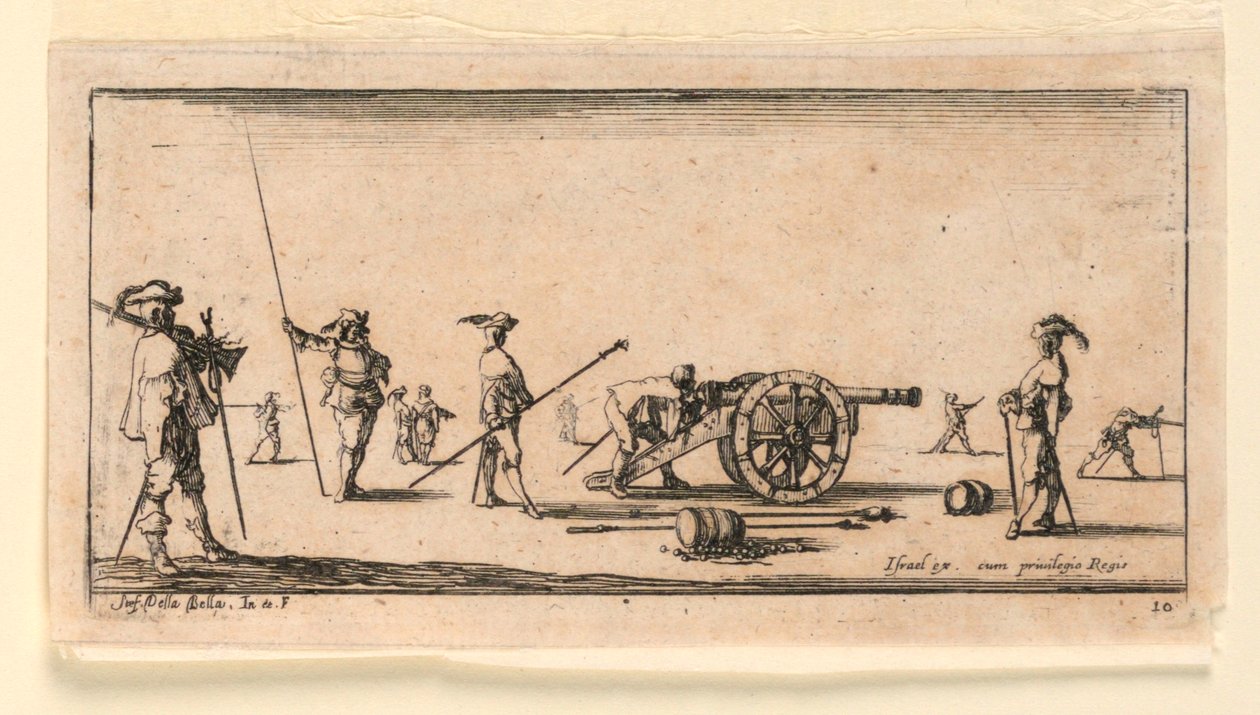 Placa 10, de "Designs for Some Troop Conduct, Cannons, and Attacks on Towns" de Stefano della Bella