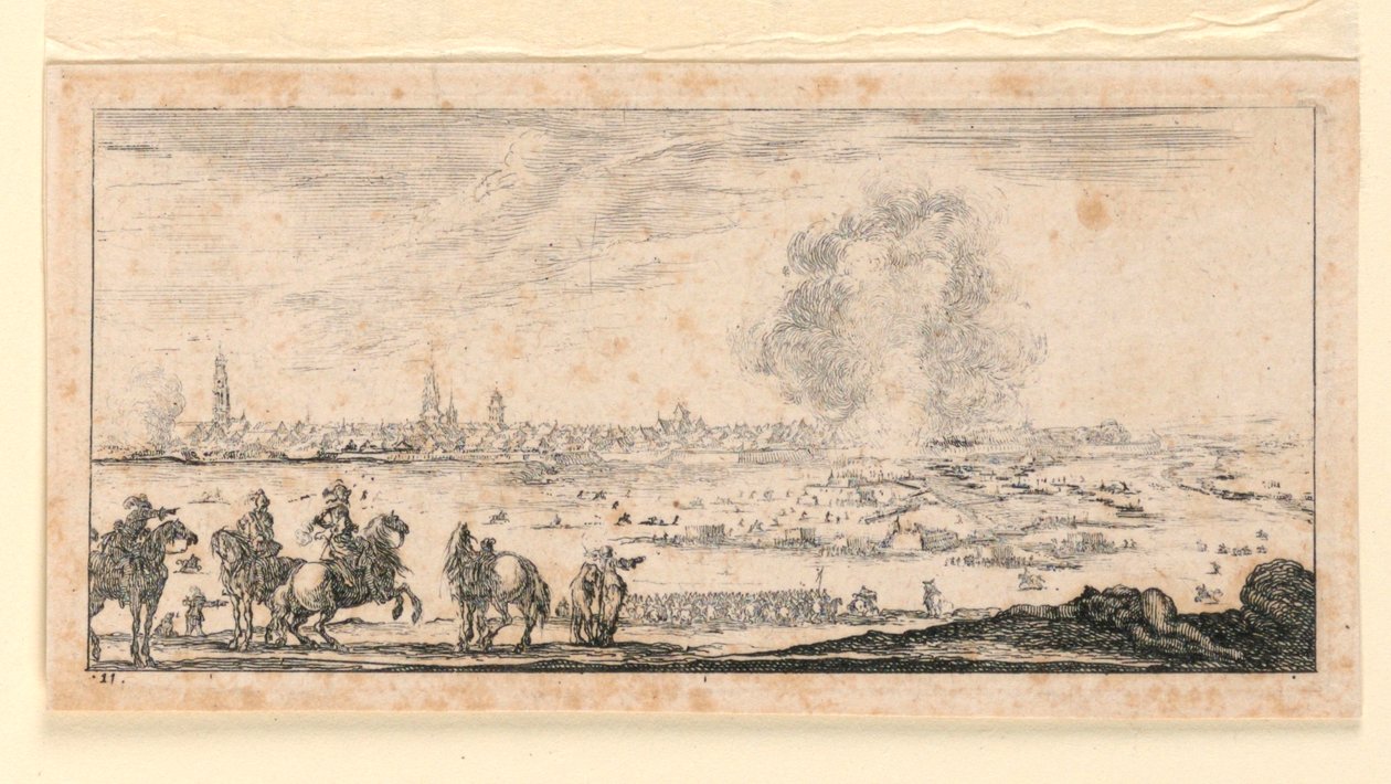 Placa 11, de "Designs for Some Troop Conduct, Cannons, and Attacks on Towns" de Stefano della Bella