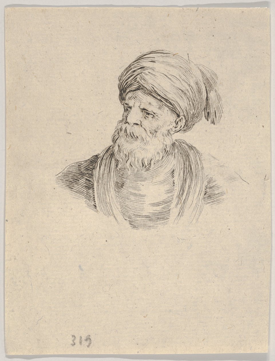 Prancha 12: Busto de um velho turco de turbante, olhando para a esquerda, de «Várias cabeças e figuras» de Stefano della Bella