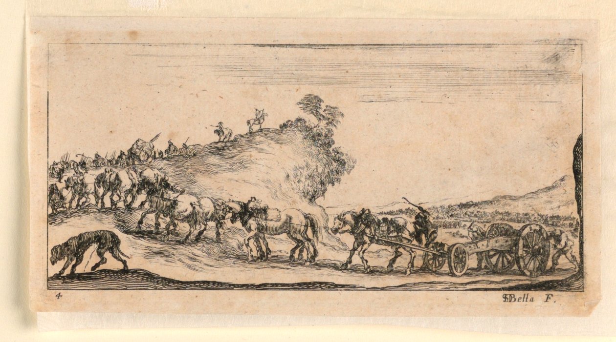 Placa 4, de "Designs for Some Troop Conduct, Cannons, and Attacks on Towns" de Stefano della Bella