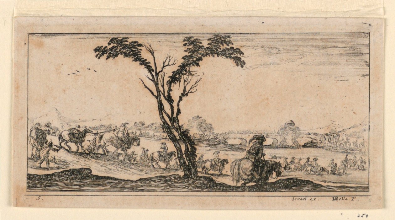Placa 5, de "Designs for Some Troop Conduct, Cannons, and Attacks on Towns" de Stefano della Bella