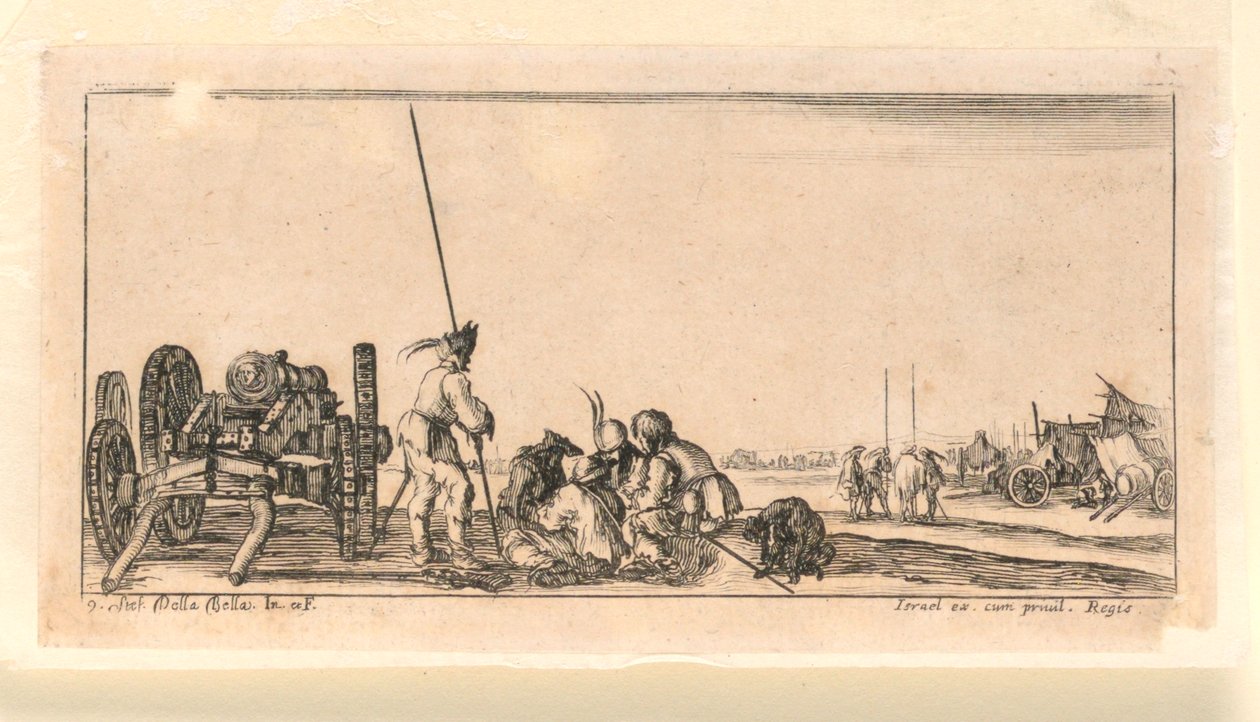 Placa 9, de "Designs for Some Troop Conduct, Cannons, and Attacks on Towns" de Stefano della Bella
