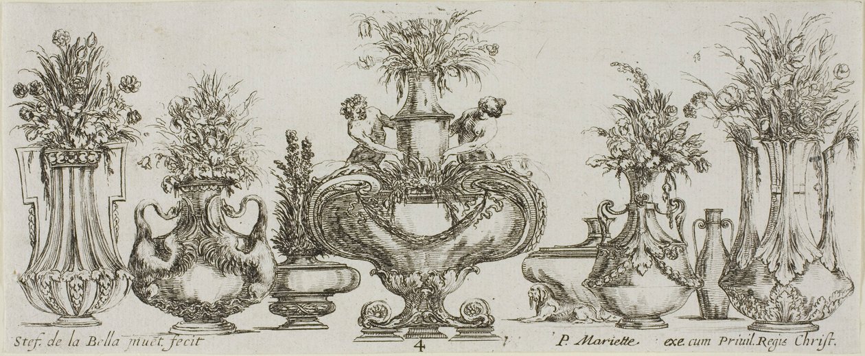 Placa Quatro da Coleção de Vários Vasos de Stefano della Bella