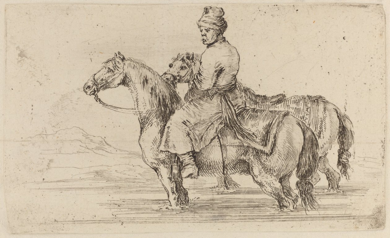 Atendente polonês com dois cavalos de Stefano della Bella