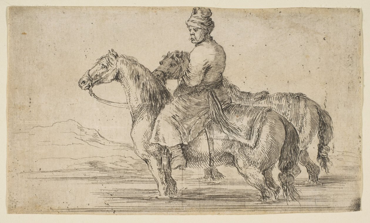 Tratador polaco a dar banho a cavalos de Stefano della Bella