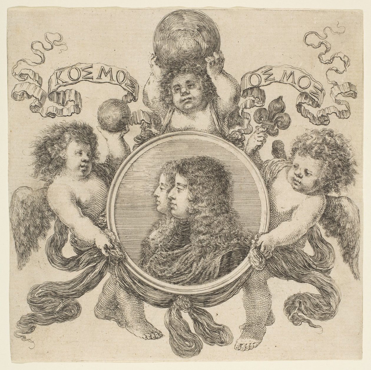 Retrato de Cosimo de Médici e Marguerite Louise dOrleans, sua esposa, 1661. de Stefano della Bella