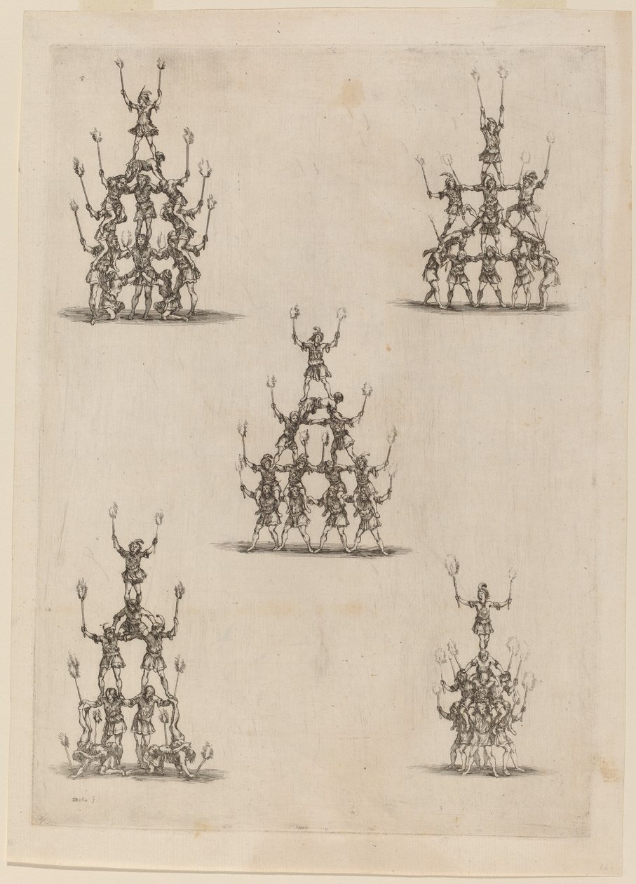 Pirâmides de Malabaristas, 1652. de Stefano della Bella