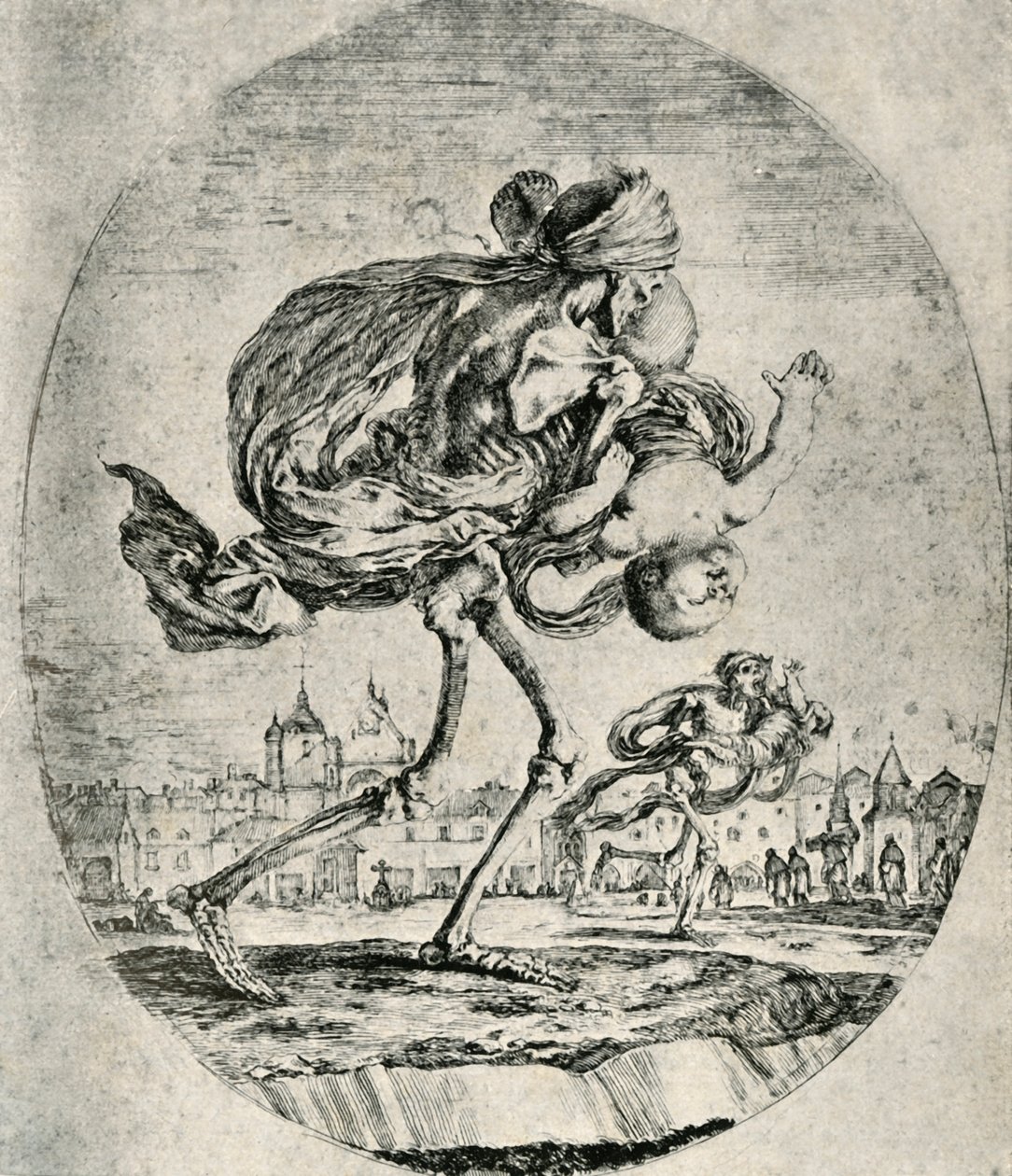 Reprodução de gravura a partir de Conjunto das Cinco Mortes, por Stefano della Bella, 1906. de Stefano della Bella