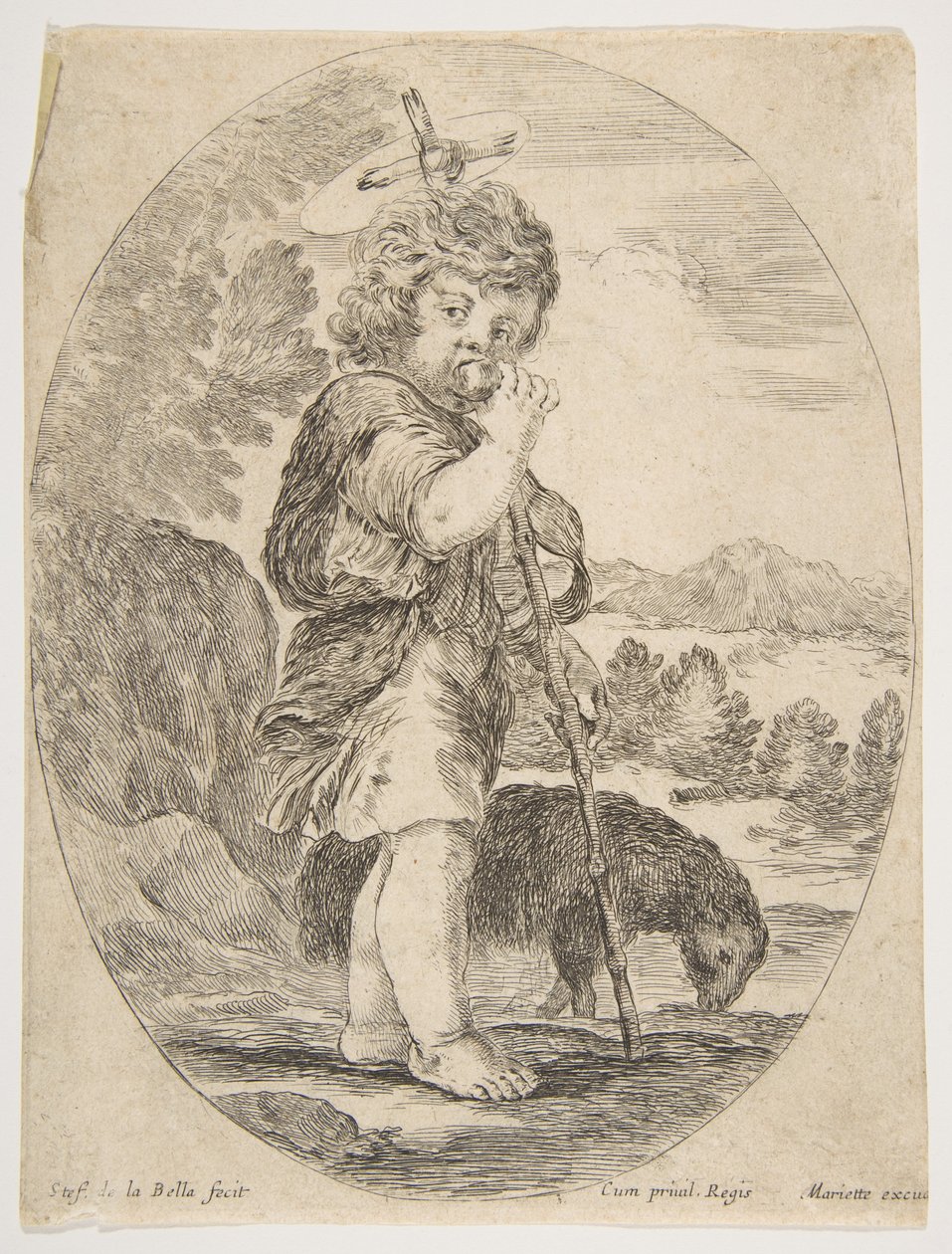 São João Batista mordendo um pedaço de fruta, ca. 1641 de Stefano della Bella