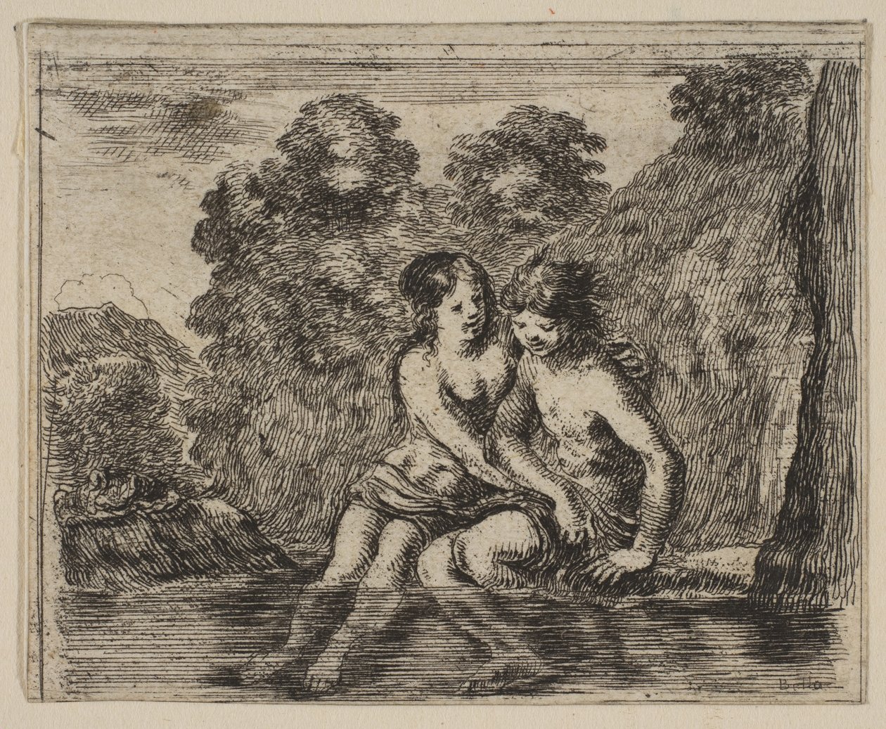 Salmacis e Hermafrodita, do Jogo da Mitologia Jeu de la Mythologie, 1644. de Stefano della Bella
