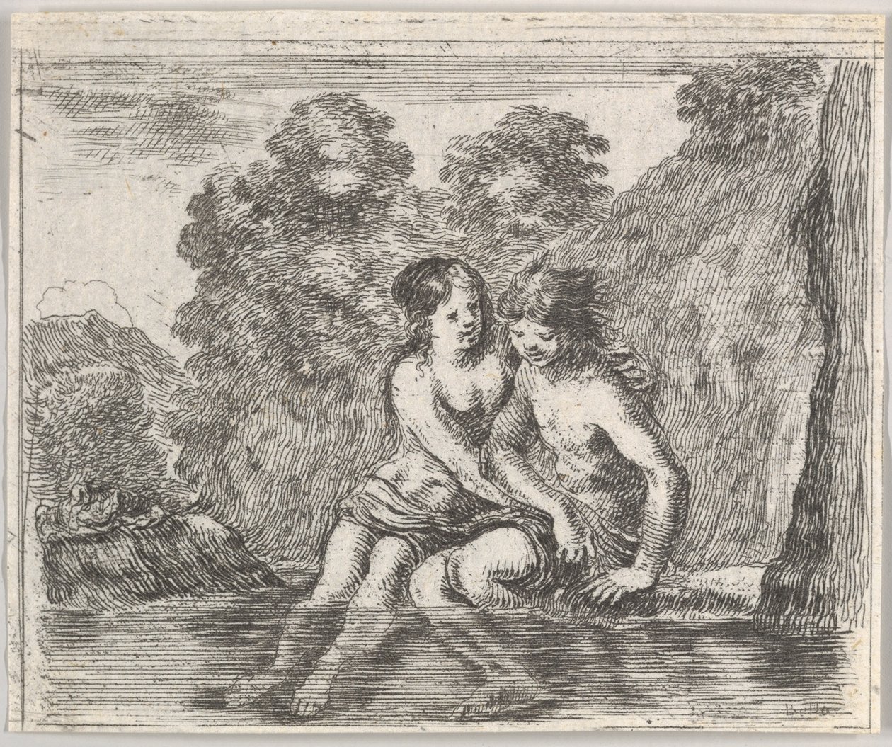 Salmacis e Hermafrodita, do Jogo da Mitologia Jeu de la Mythologie, 1644. de Stefano della Bella