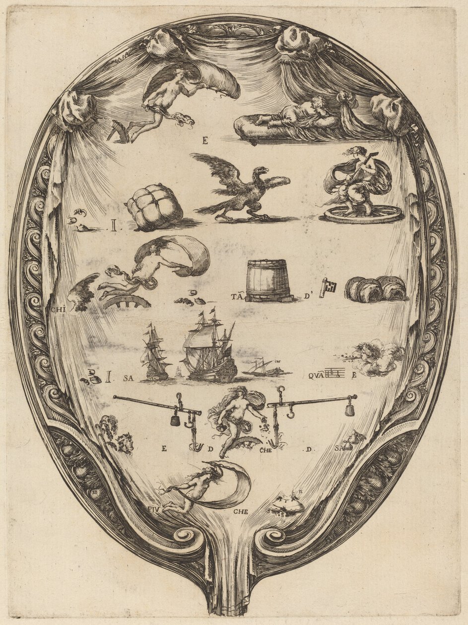 Tela representando o Rebus italiano da fortuna de Stefano della Bella
