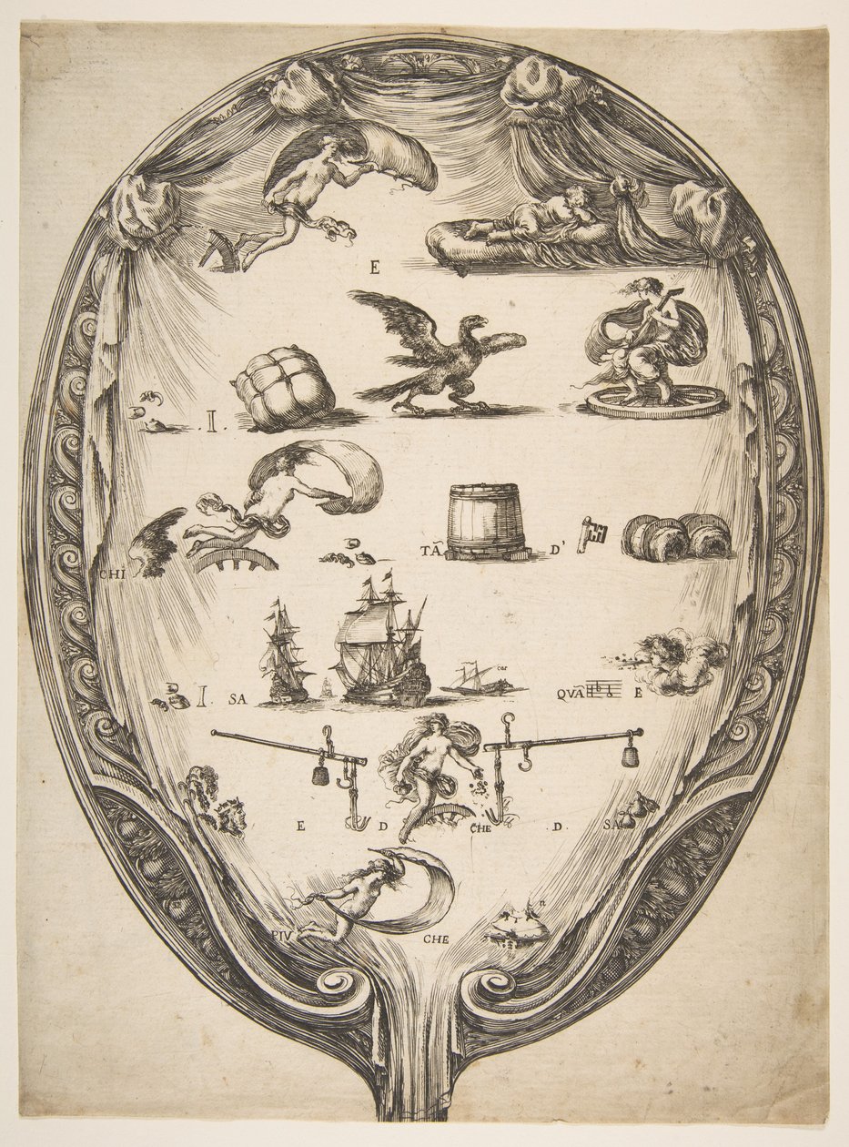 Tela com Rebus of Fortune, ca. 1639 de Stefano della Bella