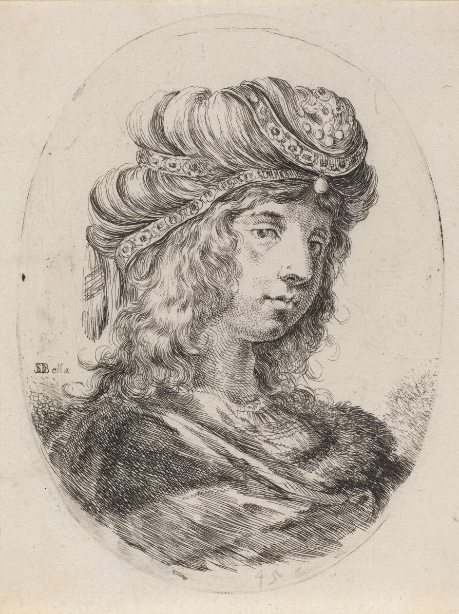 Sultaness em um turbante com faixas, virado à direita, 16491650. de Stefano della Bella