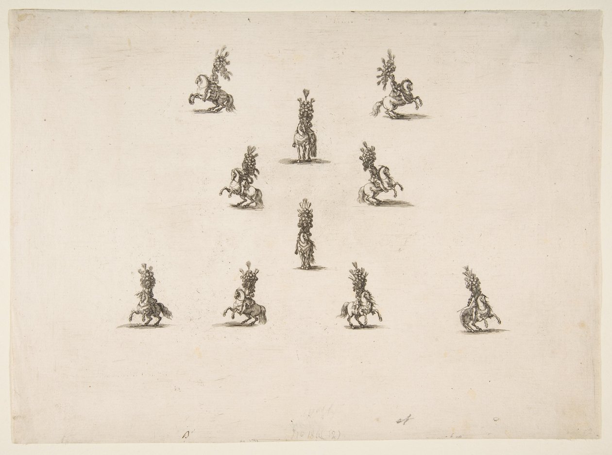 Dez Cavaliers, incluindo cinco formando um V, 1652. de Stefano della Bella